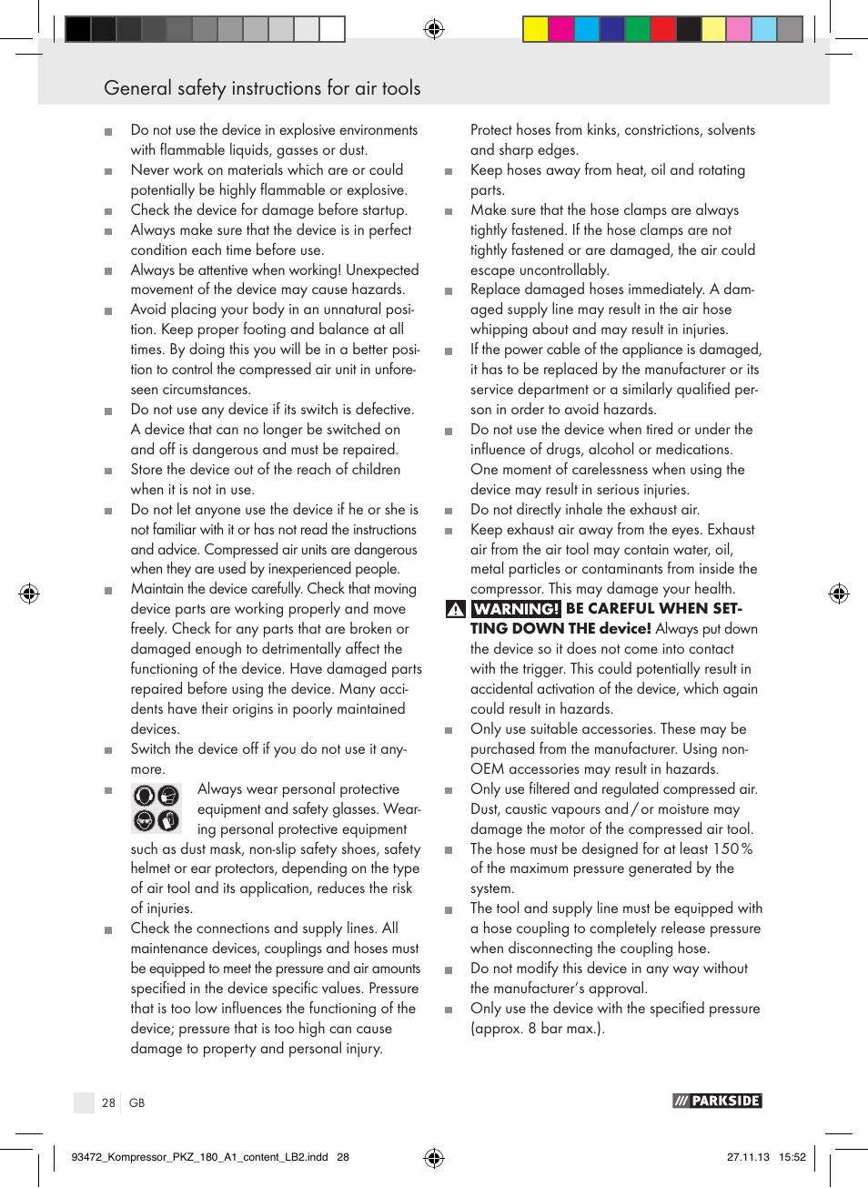 Parkside PKZ 180 A1 User Manual | Page 28 / 34