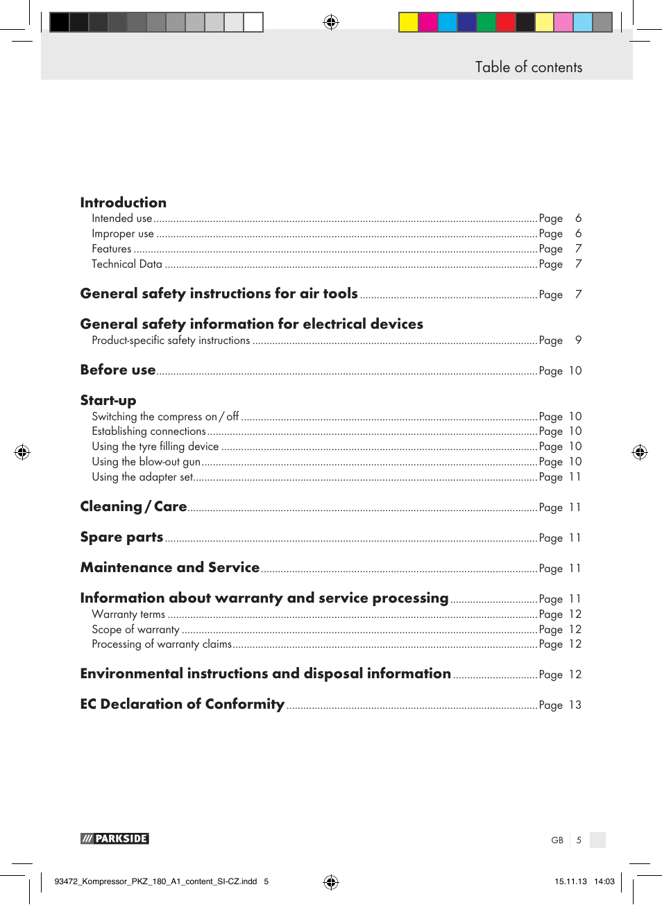 Parkside PKZ 180 A1 User Manual | Page 5 / 45