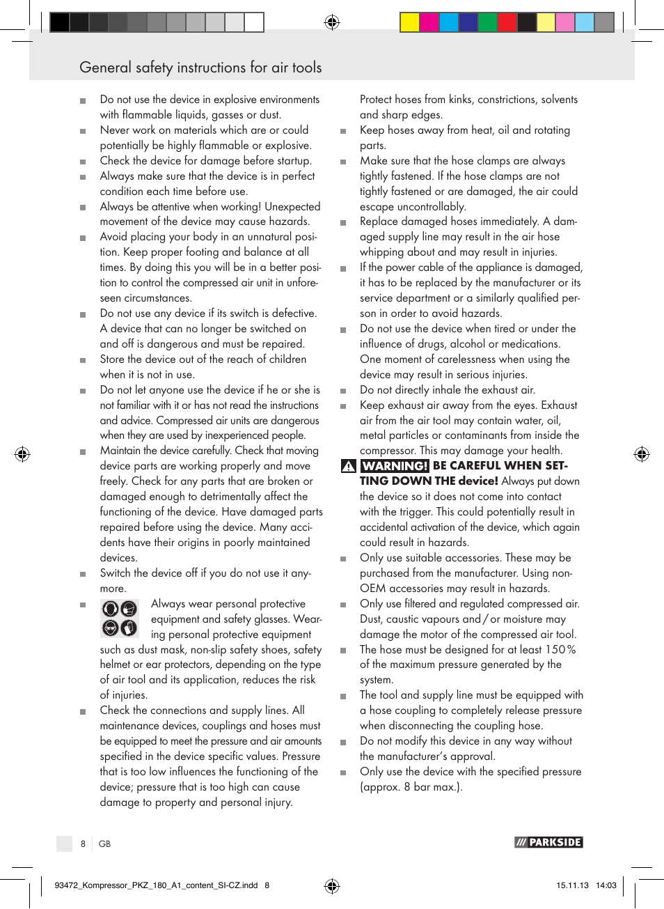 Parkside PKZ 180 A1 User Manual | Page 8 / 45