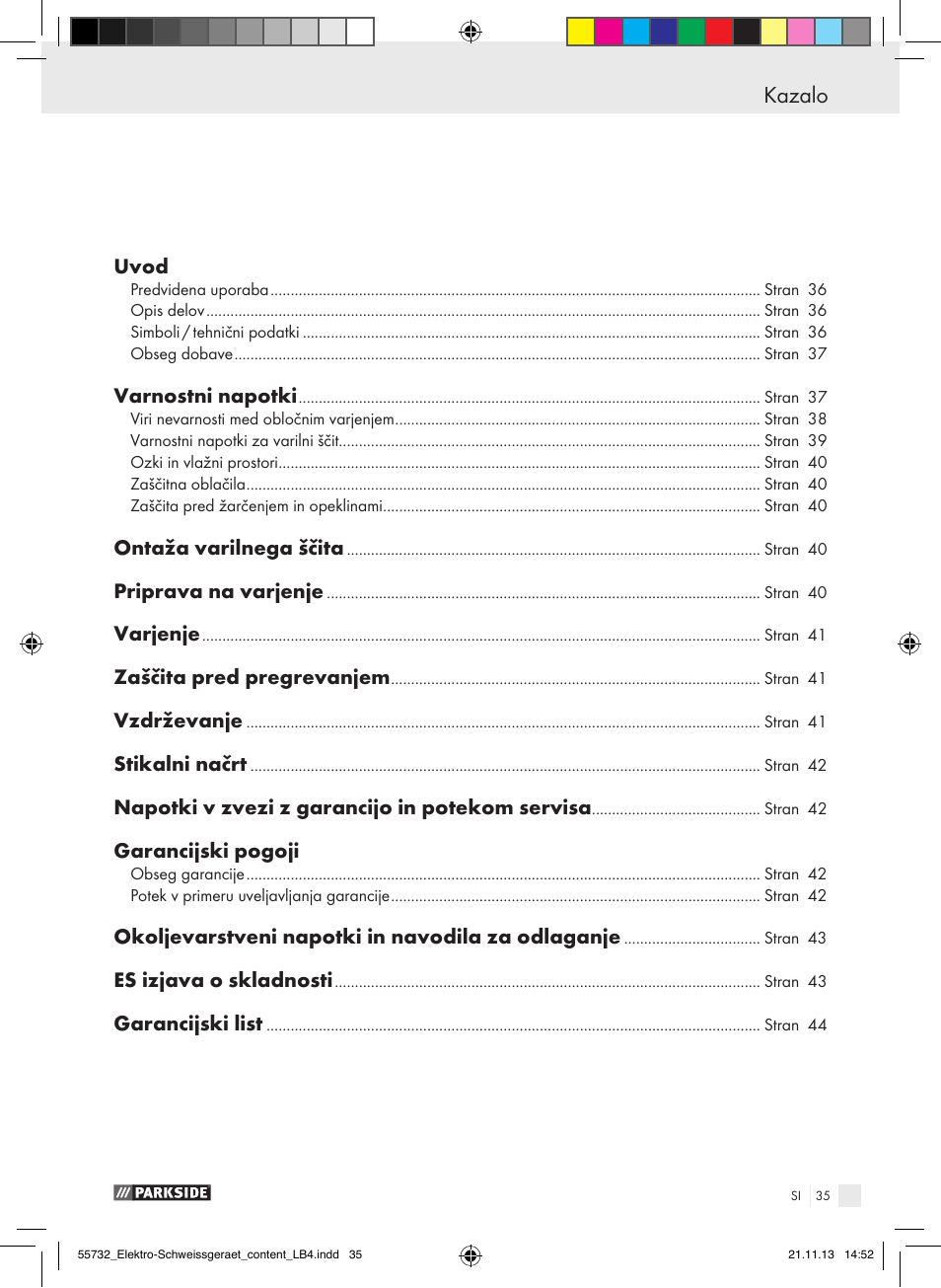 Ek- megfelelőségi nyilatkozat kazalo | Parkside PESG 120 A1 User Manual | Page 35 / 75