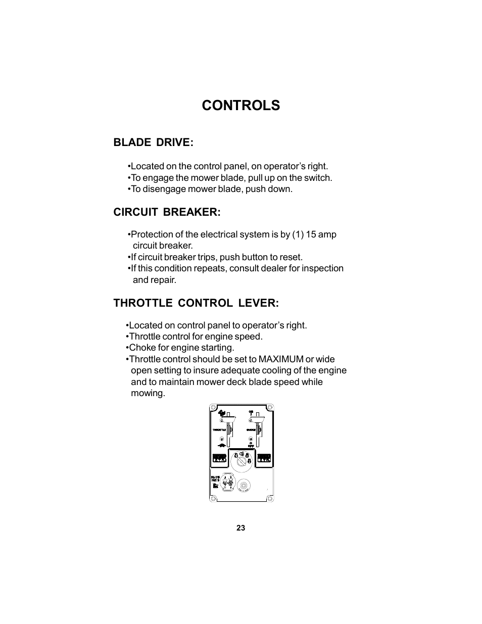 Controls | Dixon 17823-106 User Manual | Page 23 / 56