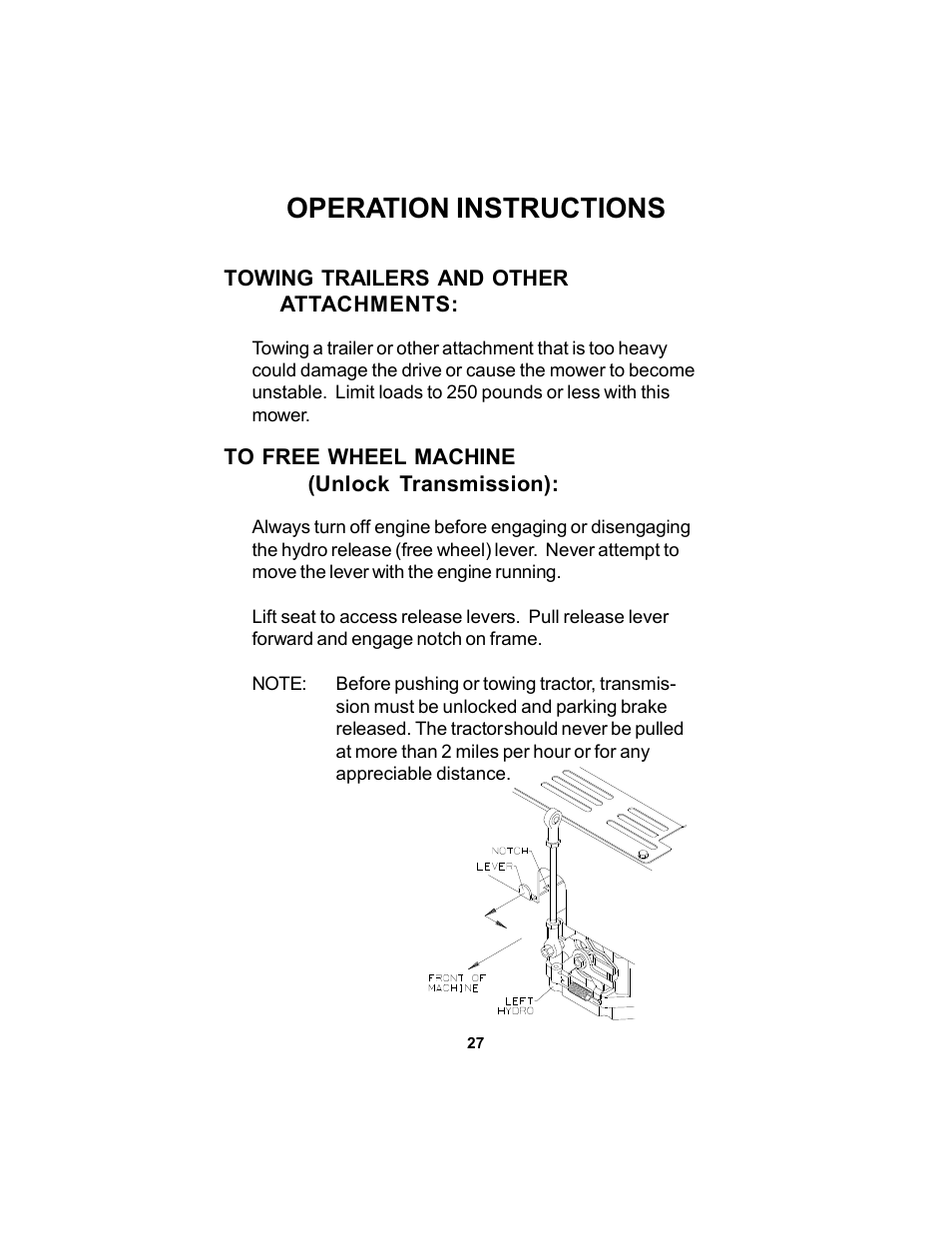 Operation instructions | Dixon 17823-106 User Manual | Page 27 / 56