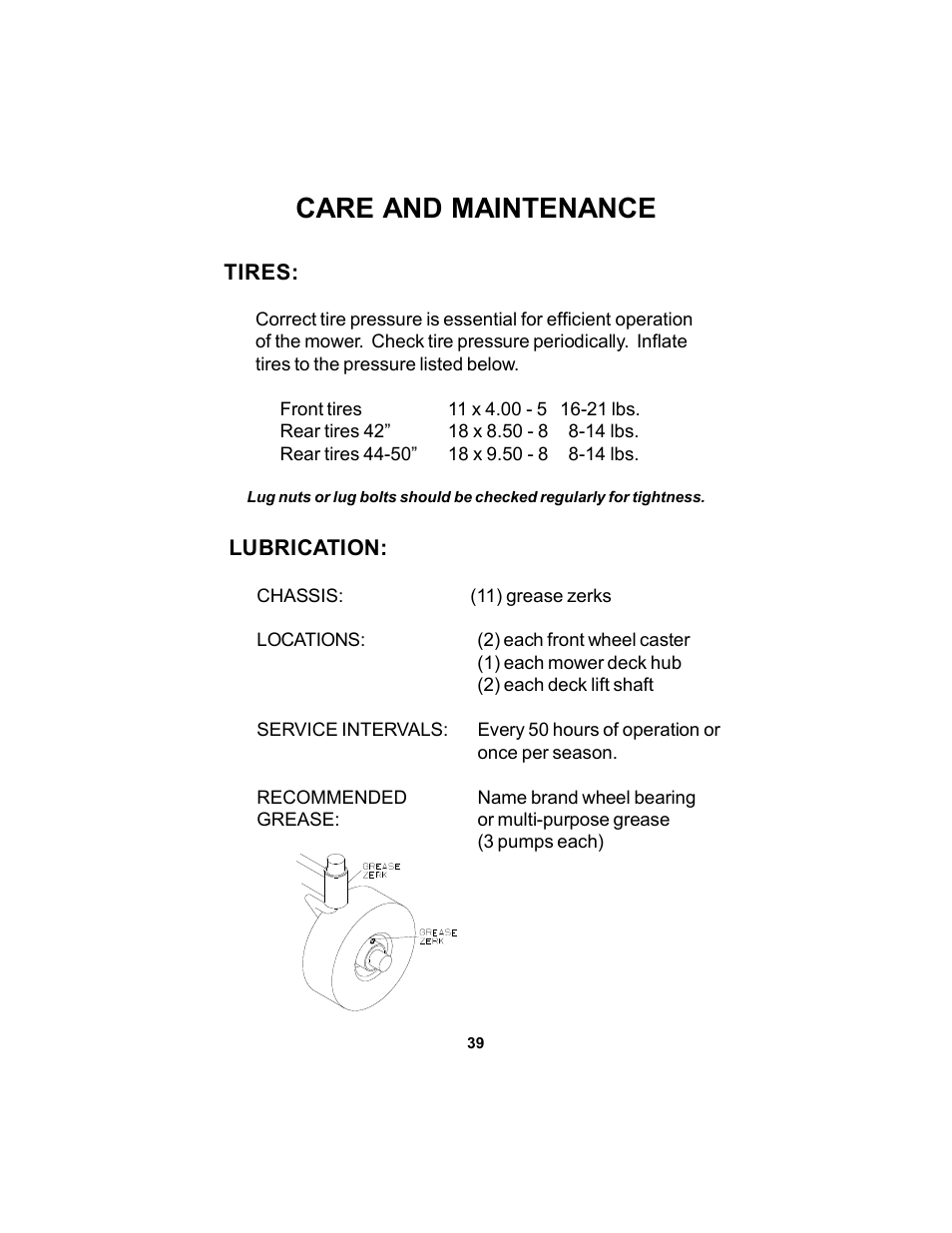 Care and maintenance | Dixon 17823-106 User Manual | Page 39 / 56