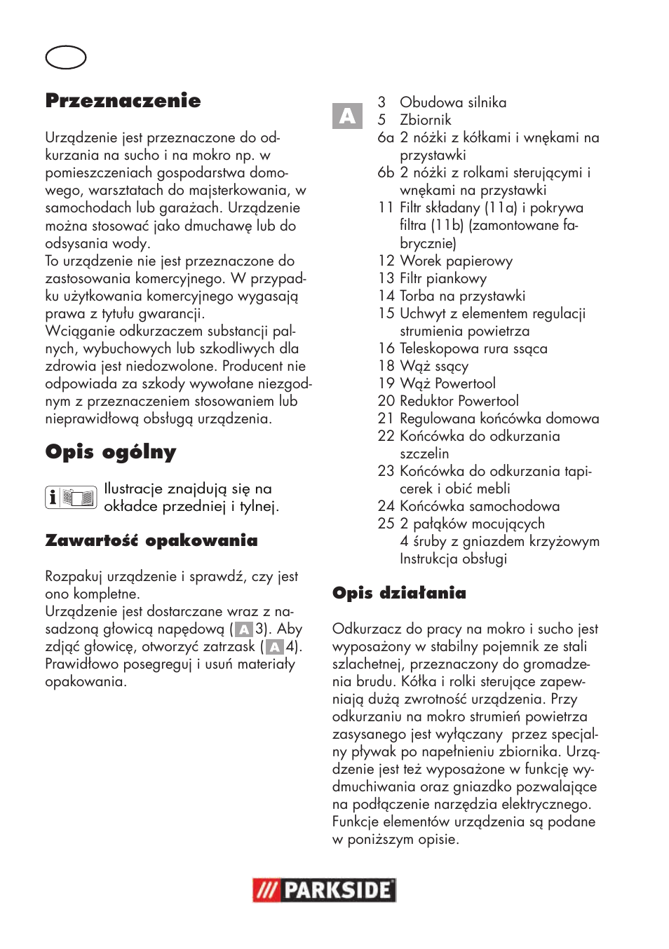 Przeznaczenie, Opis ogólny | Parkside PNTS 1500 B3 User Manual | Page 18 / 100