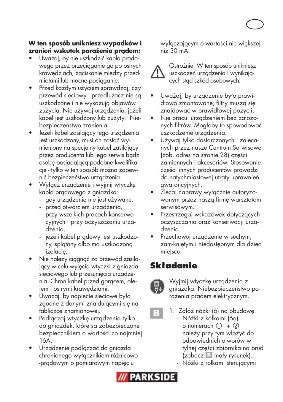 Składanie | Parkside PNTS 1500 B3 User Manual | Page 21 / 100