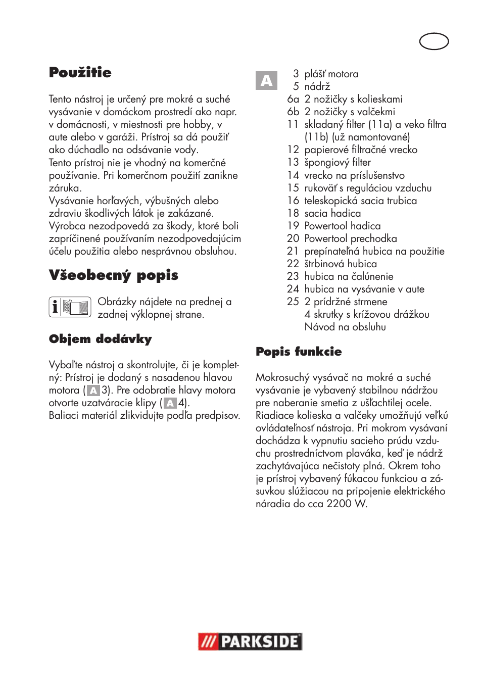 Použitie, Všeobecný popis | Parkside PNTS 1500 B3 User Manual | Page 43 / 100