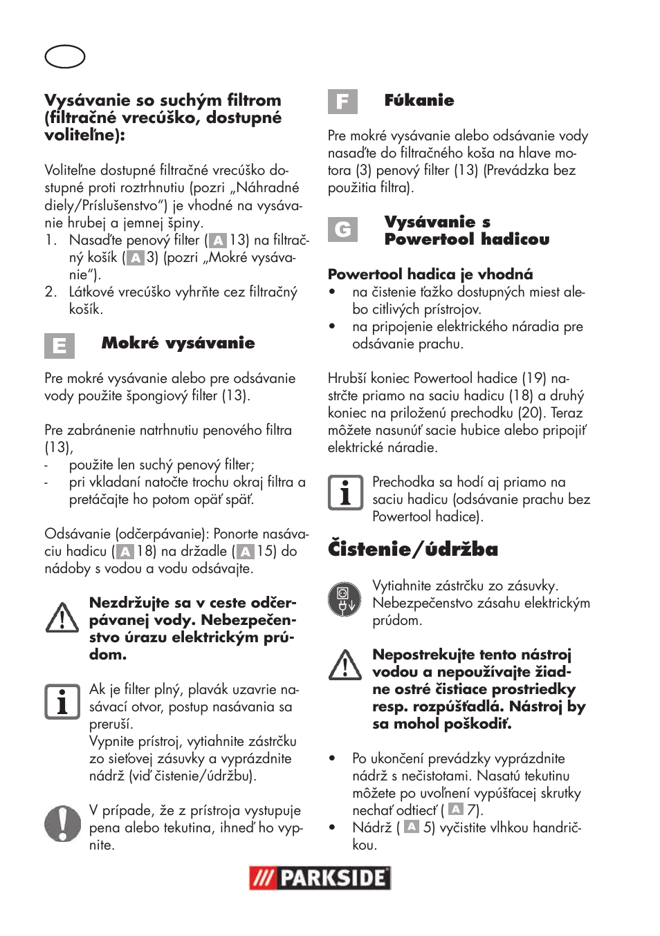 Čistenie/údržba | Parkside PNTS 1500 B3 User Manual | Page 48 / 100