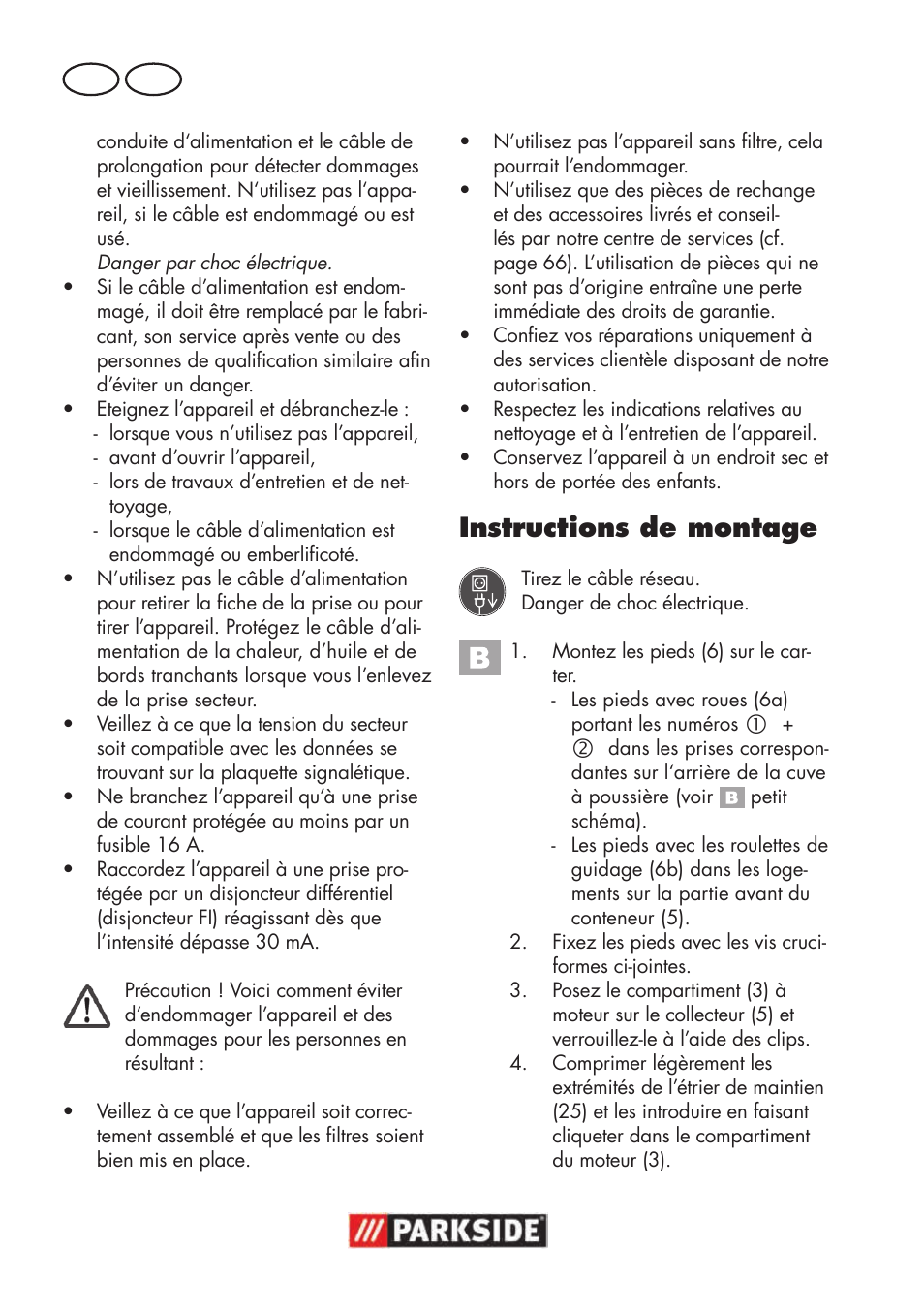 Instructions de montage, Fr be | Parkside PNTS 1500 B3 User Manual | Page 58 / 100
