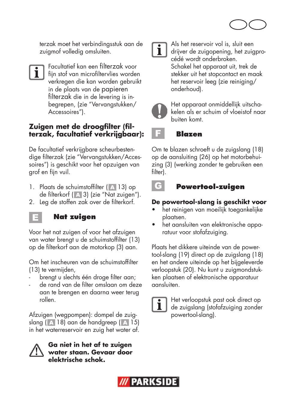 Be nl | Parkside PNTS 1500 B3 User Manual | Page 73 / 100