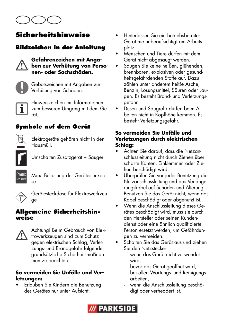 Sicherheitshinweise, De at ch | Parkside PNTS 1500 B3 User Manual | Page 82 / 100