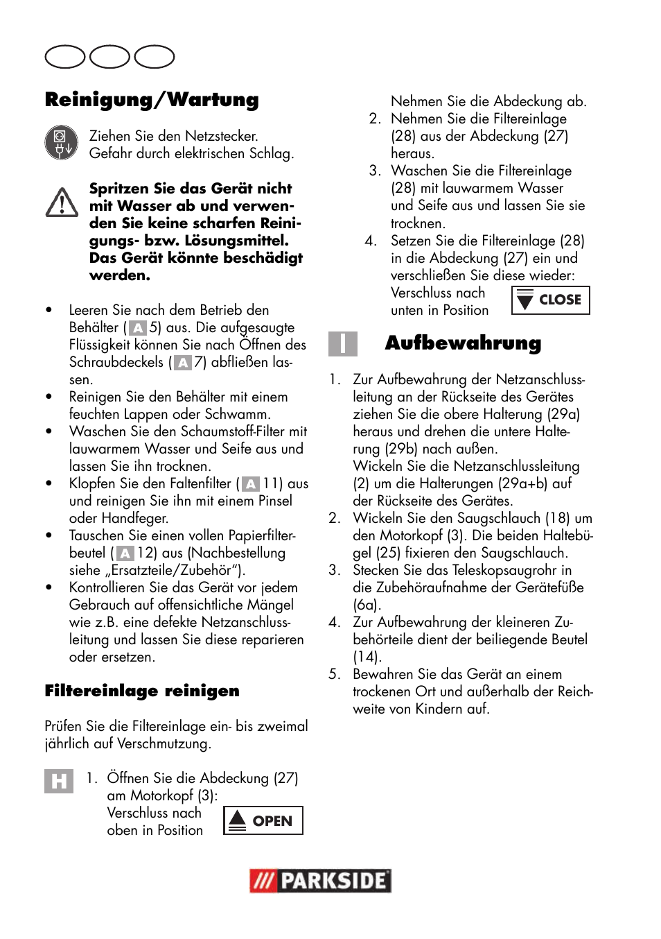 Reinigung/wartung, Aufbewahrung, De at ch | Parkside PNTS 1500 B3 User Manual | Page 86 / 100
