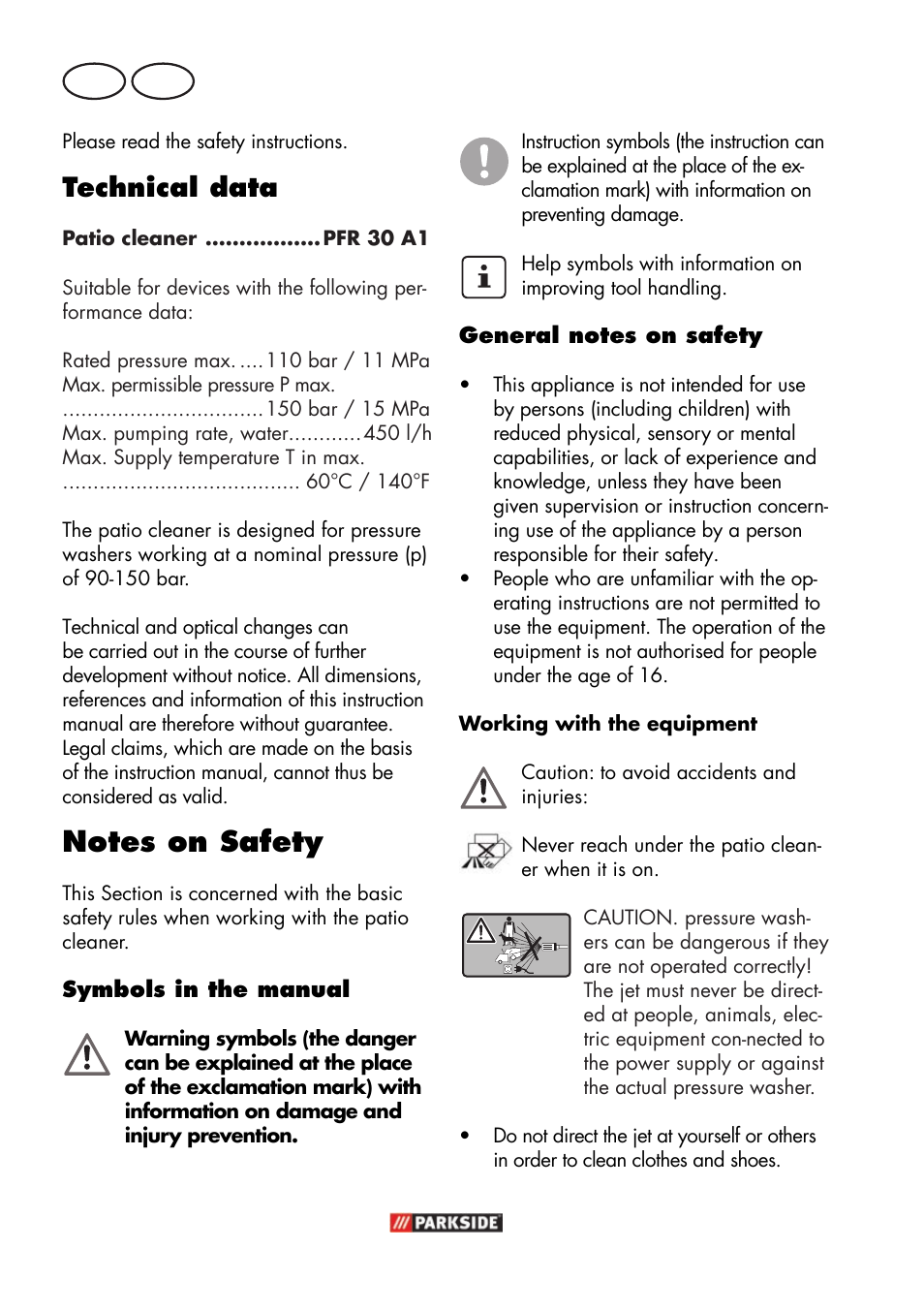 Gb mt, Technical data | Parkside PFR 30 A1 User Manual | Page 16 / 30