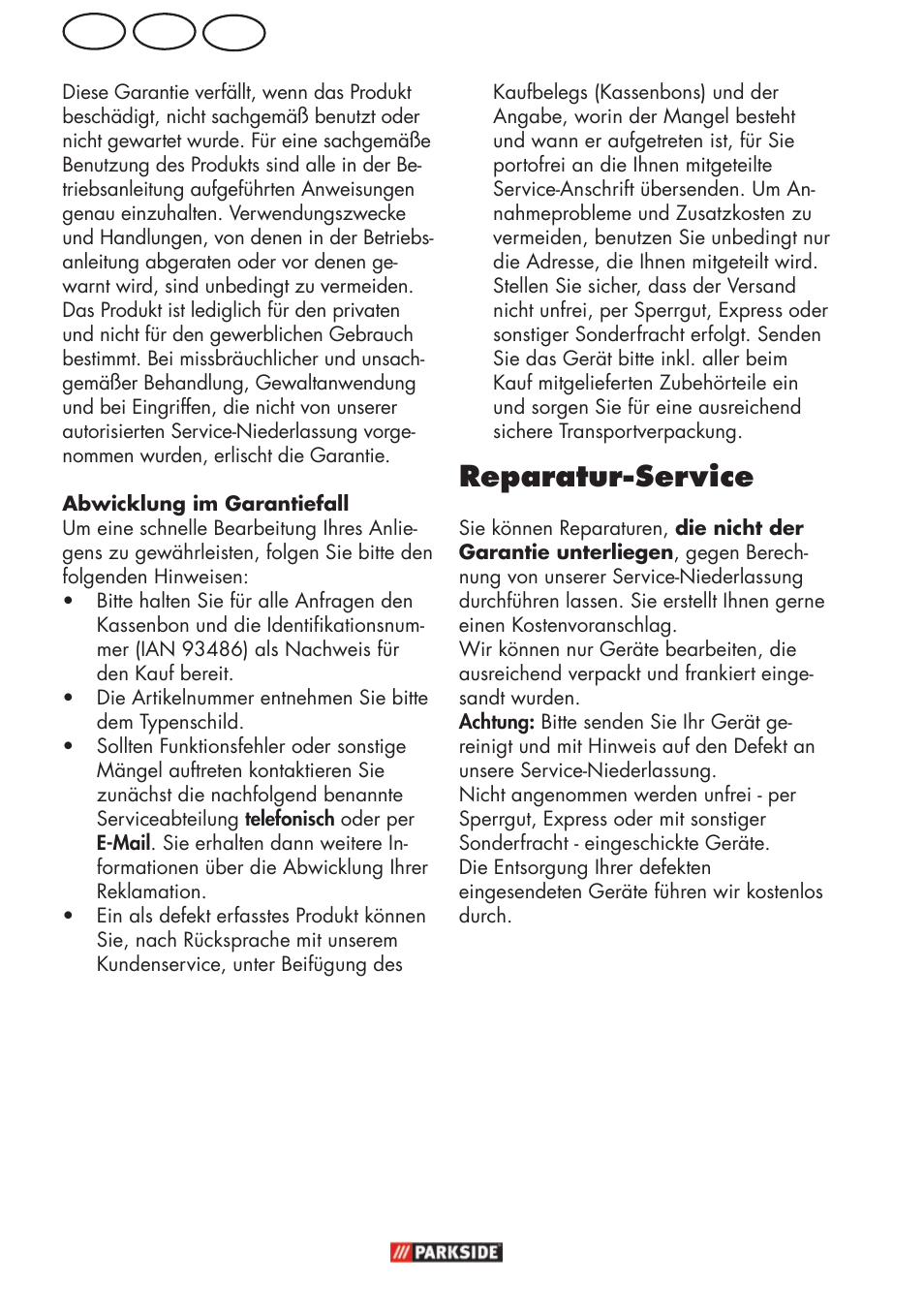 Reparatur-service, Ch at de | Parkside PFR 30 A1 User Manual | Page 24 / 30
