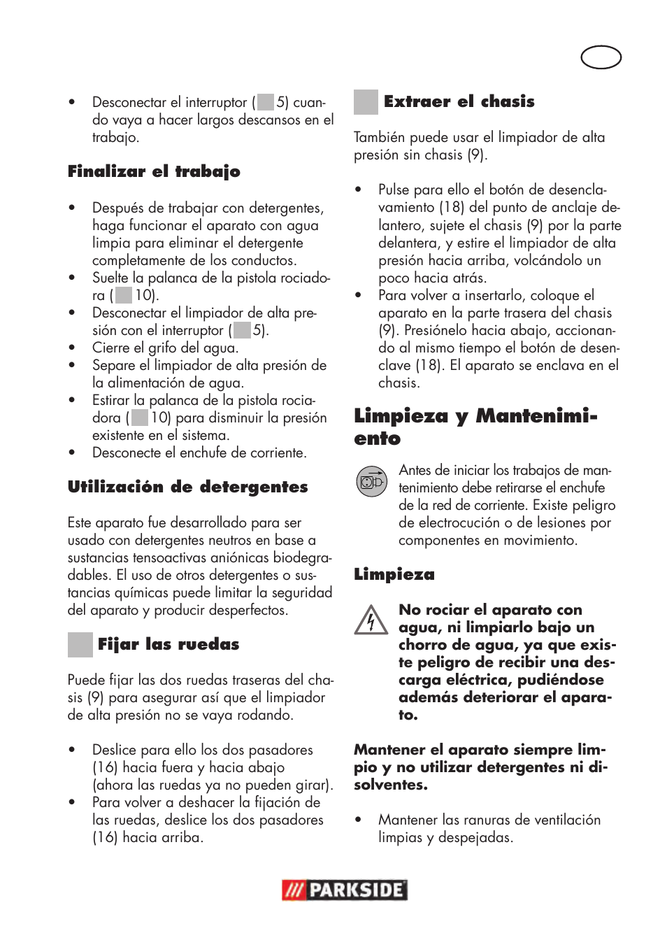 Limpieza y mantenimi- ento | Parkside PHD 100 D2 User Manual | Page 11 / 72