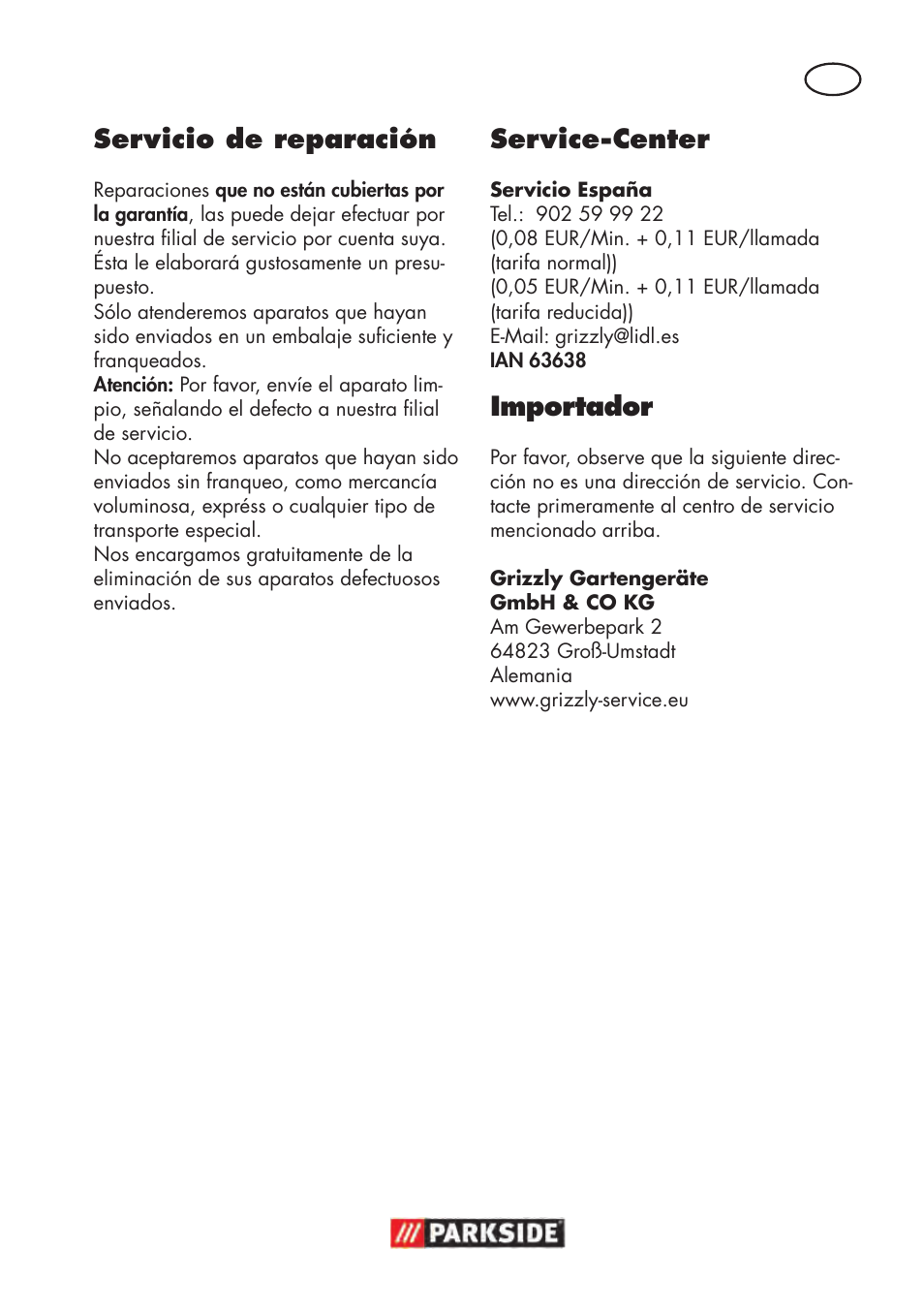 Servicio de reparación, Service-center, Importador | Parkside PHD 100 D2 User Manual | Page 15 / 72