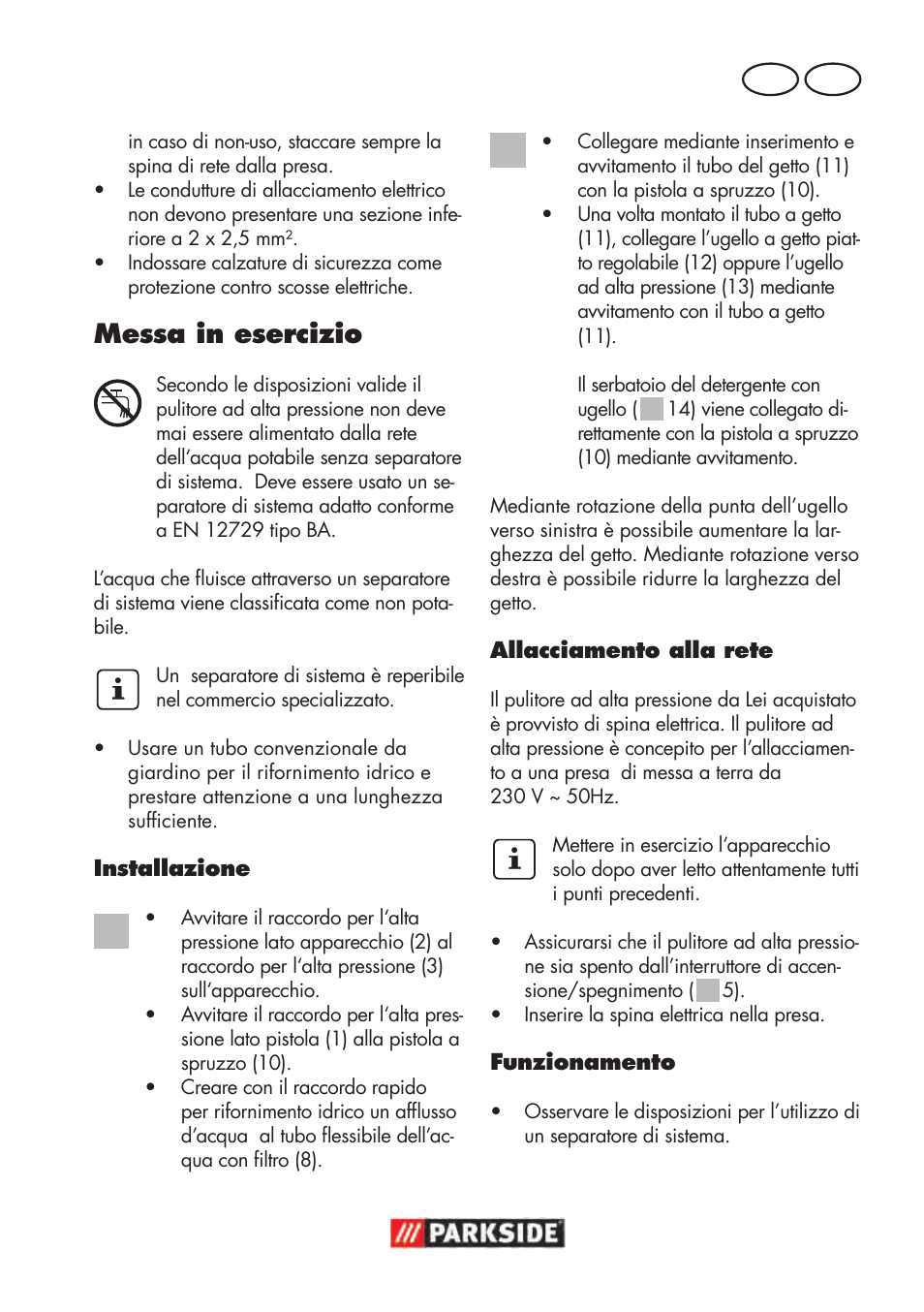 Messa in esercizio, It mt | Parkside PHD 100 D2 User Manual | Page 21 / 72