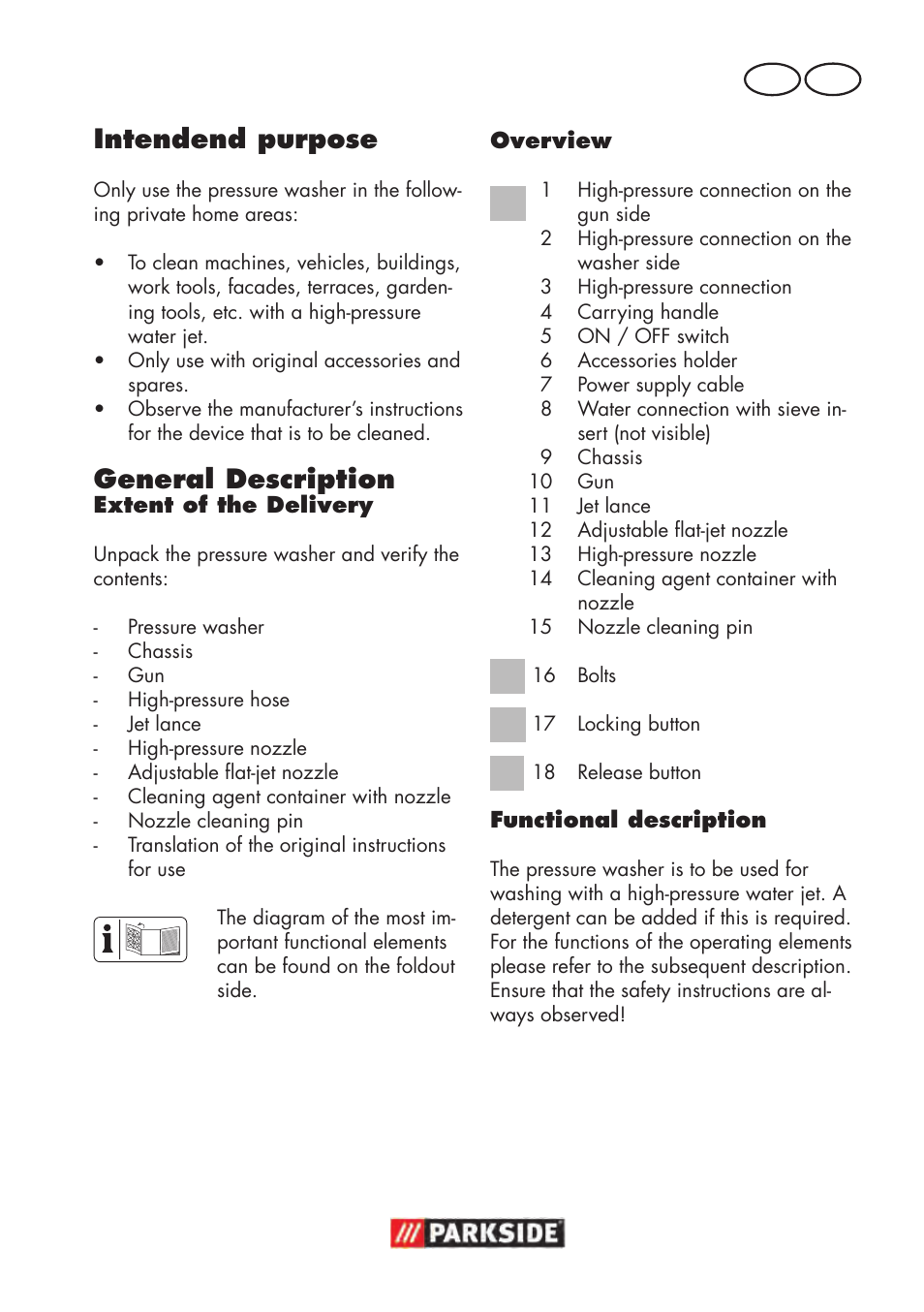 Intendend purpose, General description | Parkside PHD 100 D2 User Manual | Page 41 / 72