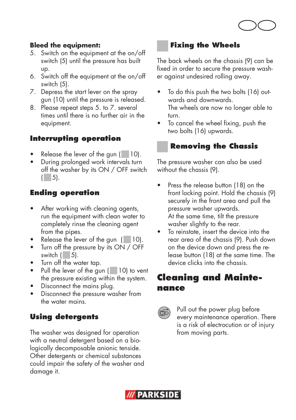 Cleaning and mainte- nance, Mt gb | Parkside PHD 100 D2 User Manual | Page 47 / 72
