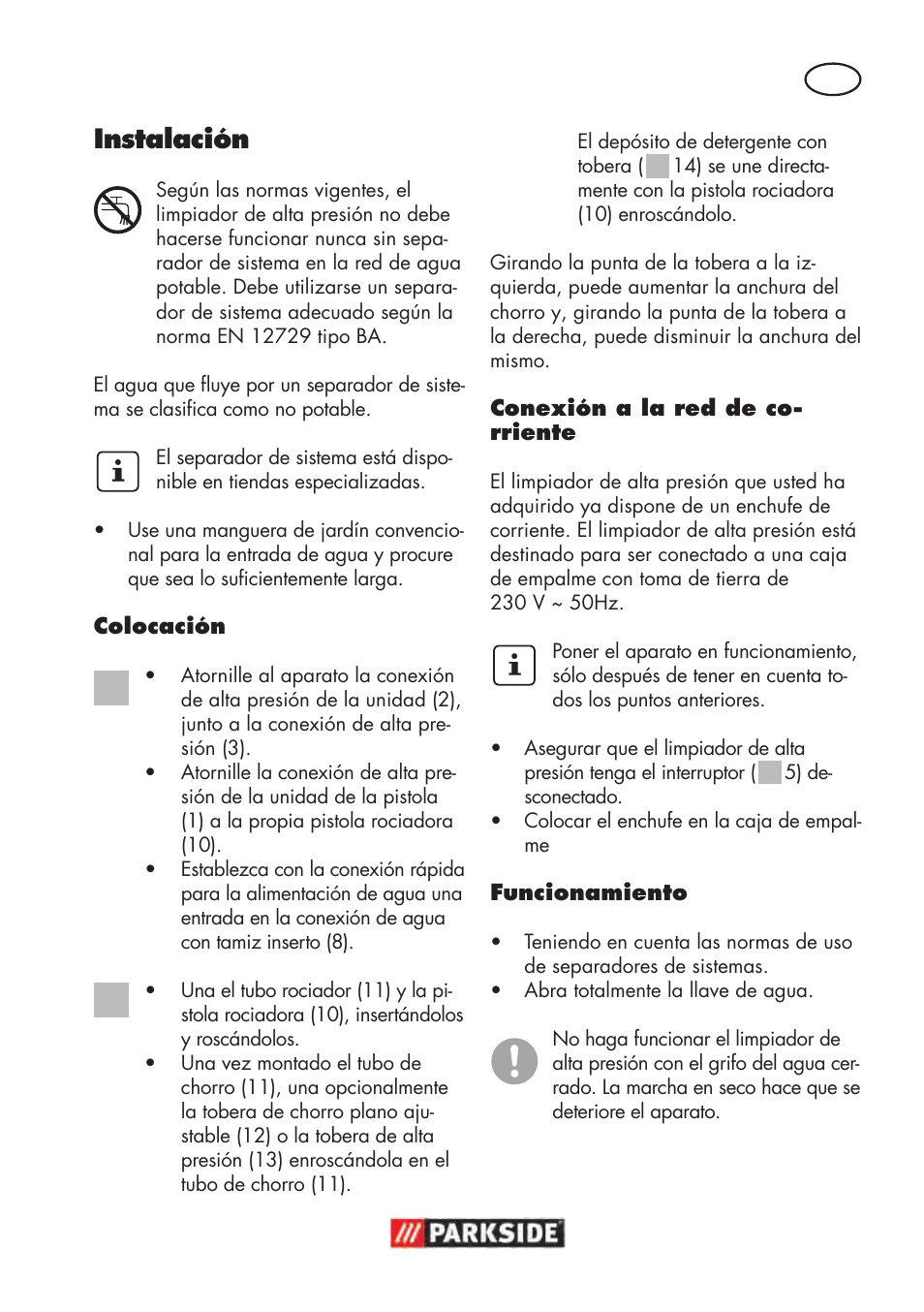 Instalación | Parkside PHD 100 D2 User Manual | Page 9 / 72