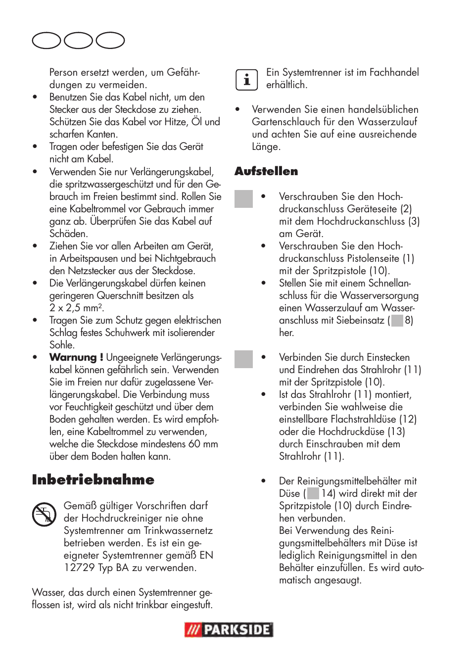 Inbetriebnahme, De at ch | Parkside PHD 100 D2 User Manual | Page 22 / 48