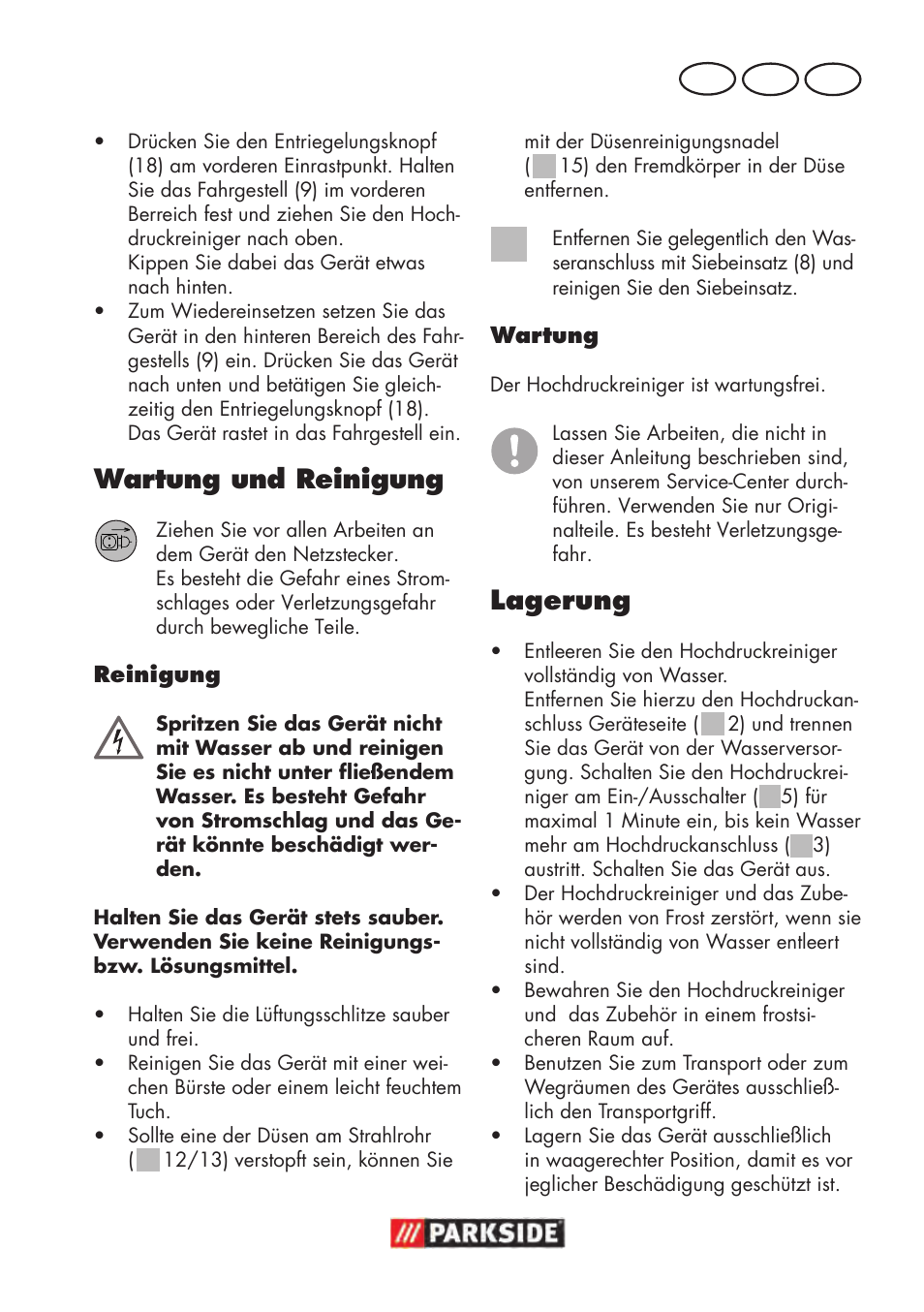 Wartung und reinigung, Lagerung, At ch de | Parkside PHD 100 D2 User Manual | Page 25 / 48