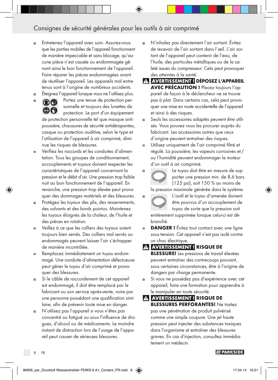 Parkside PDWS 8 A1 User Manual | Page 8 / 28