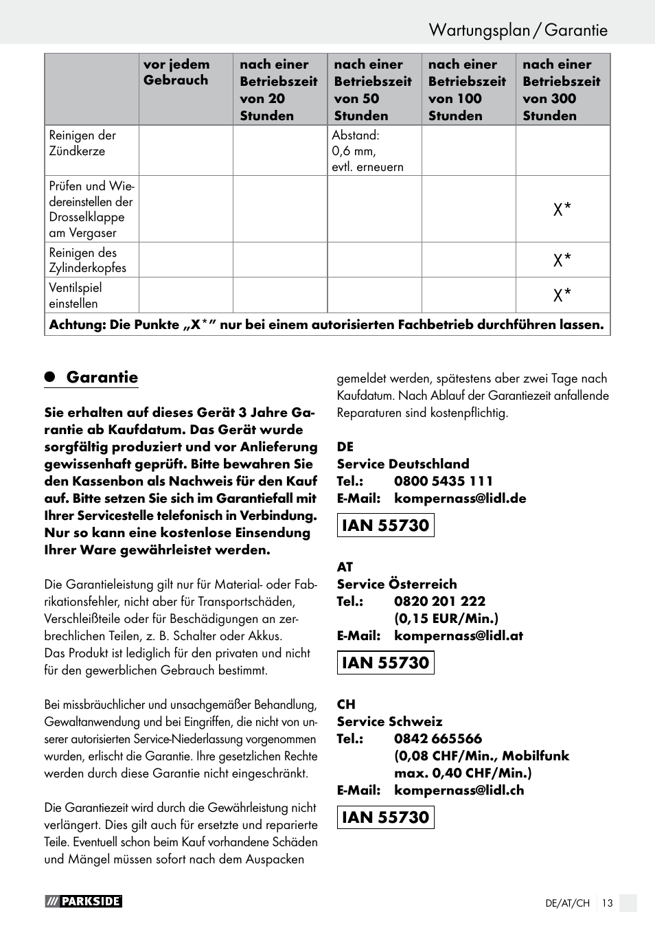 Parkside PSE 2800 A1 User Manual | Page 13 / 44