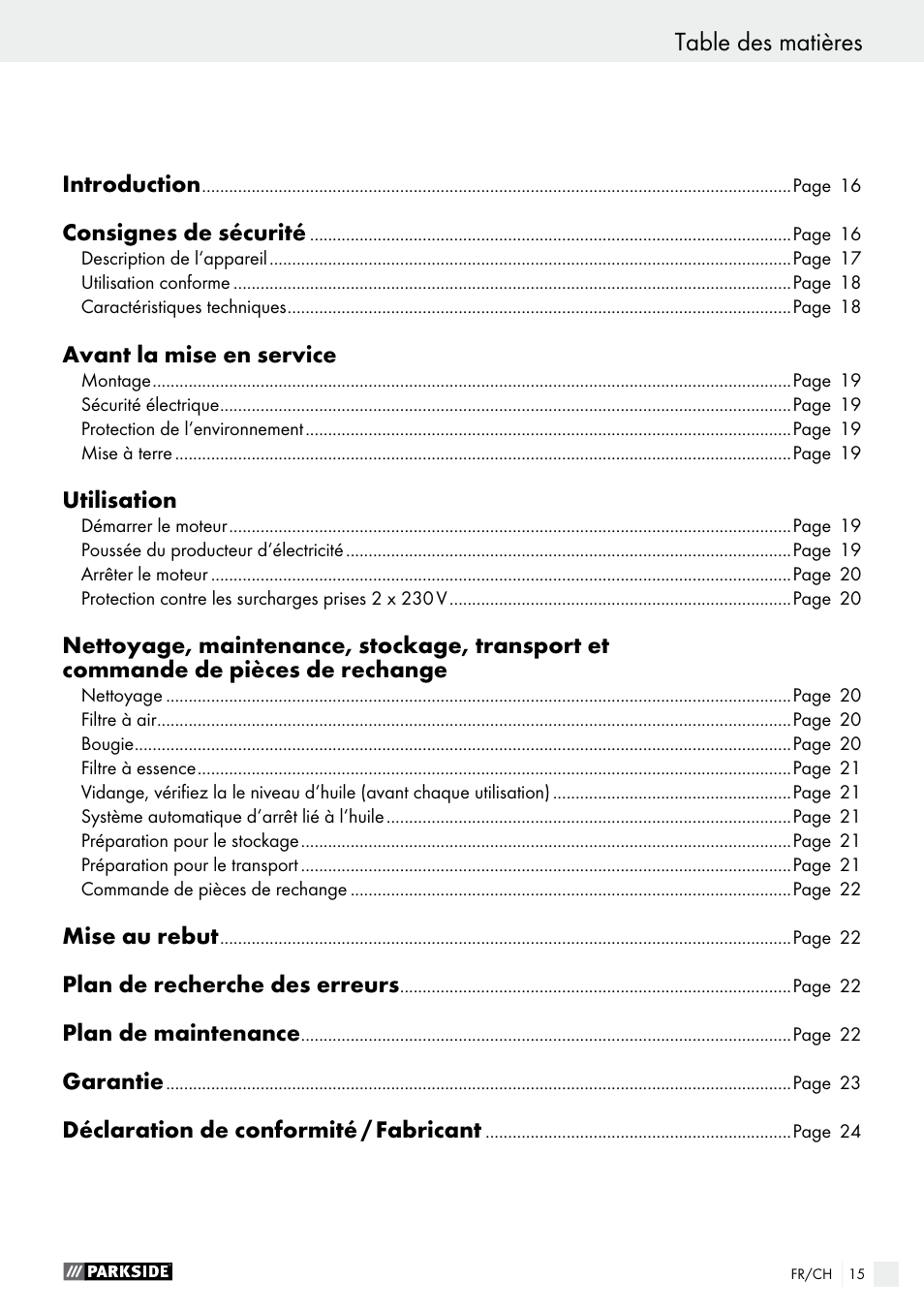 Parkside PSE 2800 A1 User Manual | Page 15 / 44