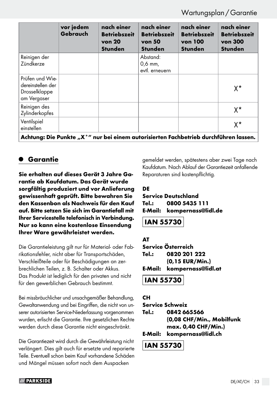 Parkside PSE 2800 A1 User Manual | Page 33 / 35