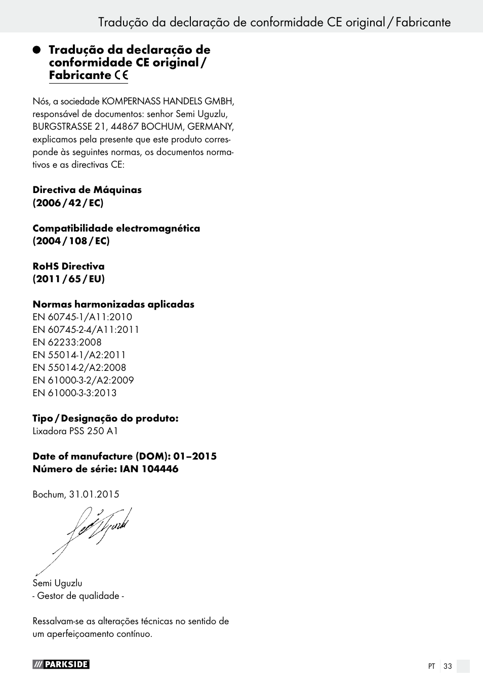 Parkside PSS 250 A1 User Manual | Page 33 / 52