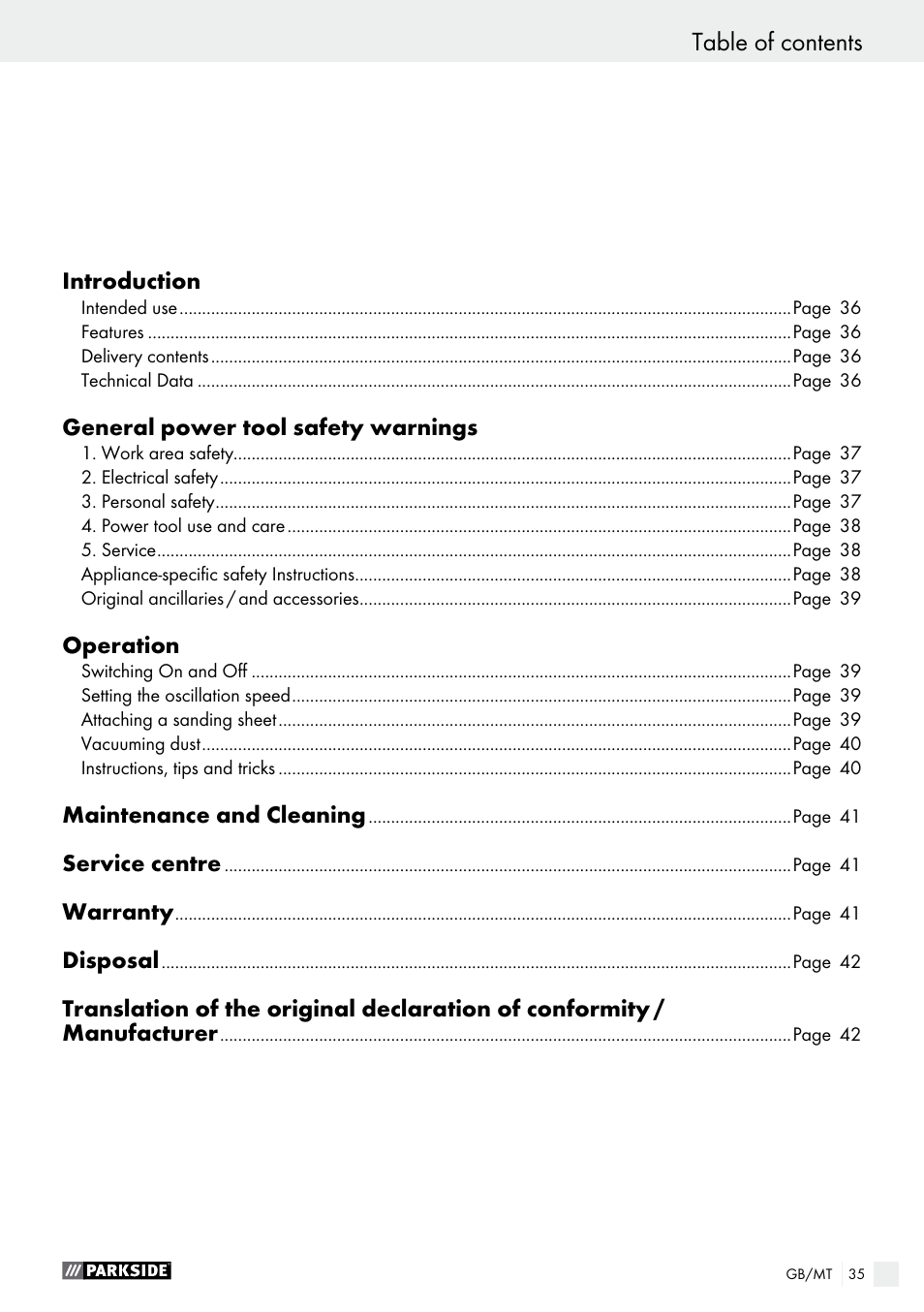 Parkside PSS 250 A1 User Manual | Page 35 / 52