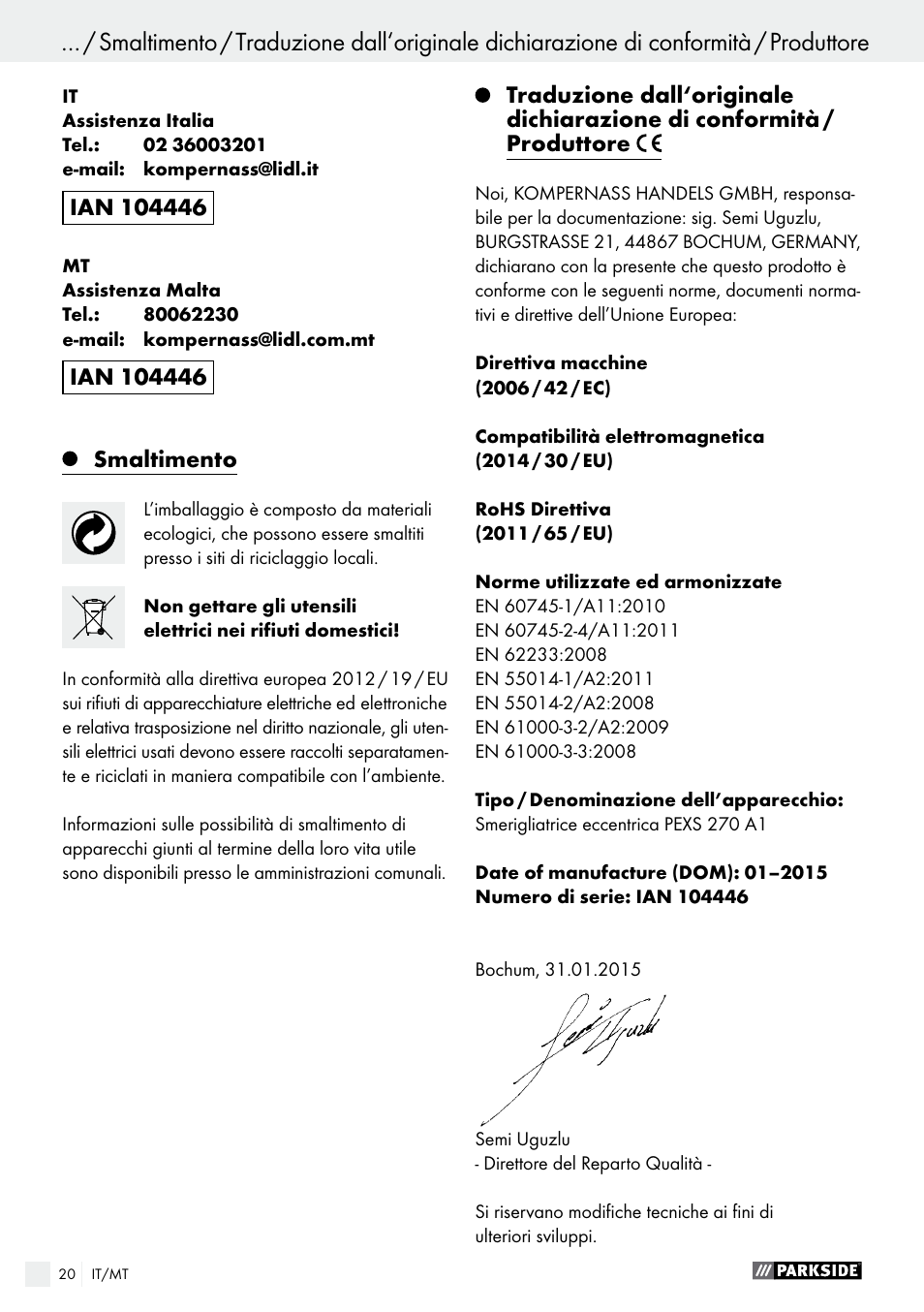 Parkside PEXS 270 A1 User Manual | Page 20 / 45