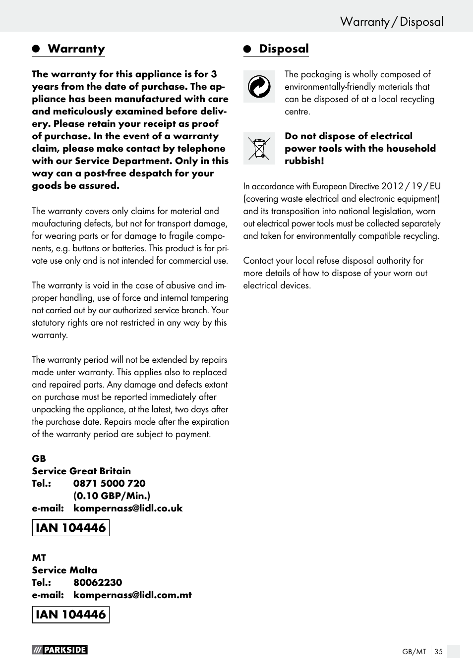 Parkside PEXS 270 A1 User Manual | Page 35 / 45