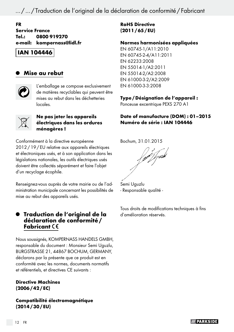 Parkside PEXS 270 A1 User Manual | Page 12 / 29