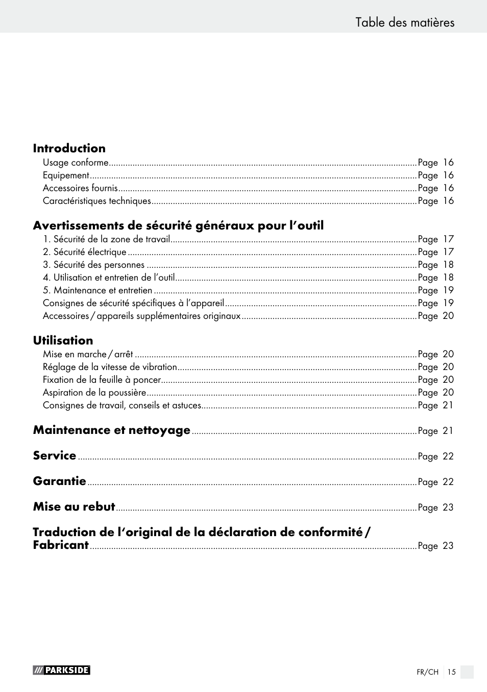 Parkside PSS 250 A1 User Manual | Page 15 / 43