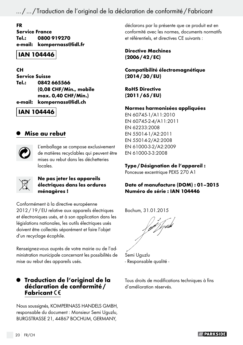 Parkside PEXS 270 A1 User Manual | Page 20 / 37