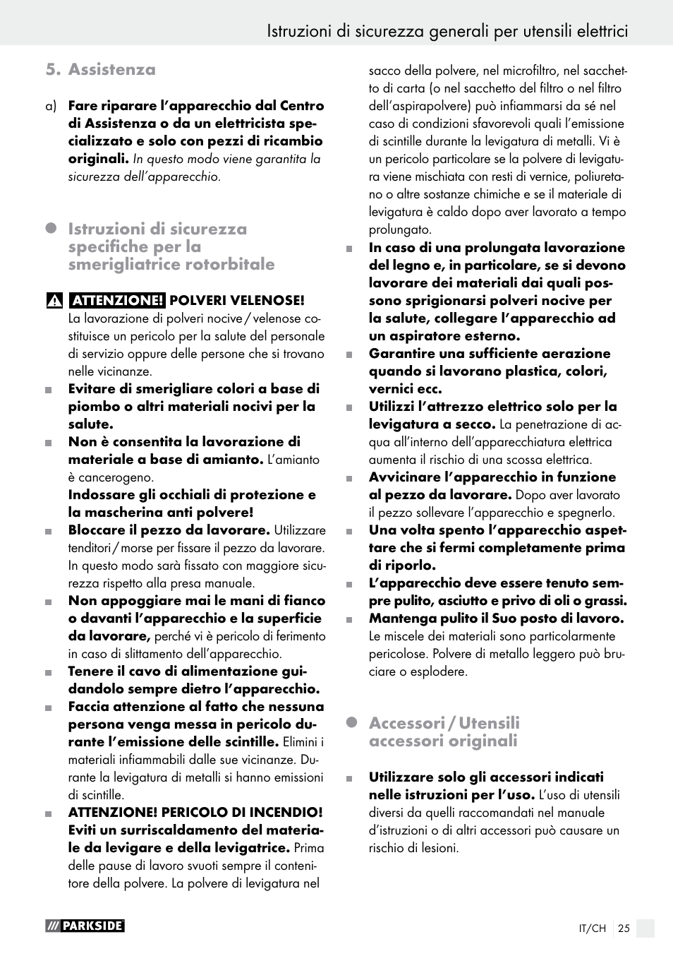 Assistenza, Accessori / utensili accessori originali | Parkside PEXS 270 A1 User Manual | Page 25 / 37