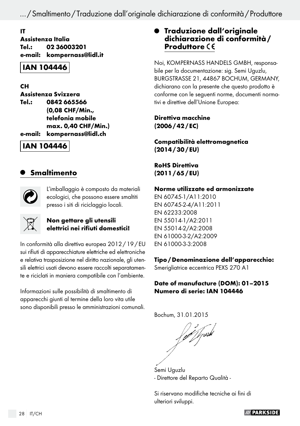 Parkside PEXS 270 A1 User Manual | Page 28 / 37