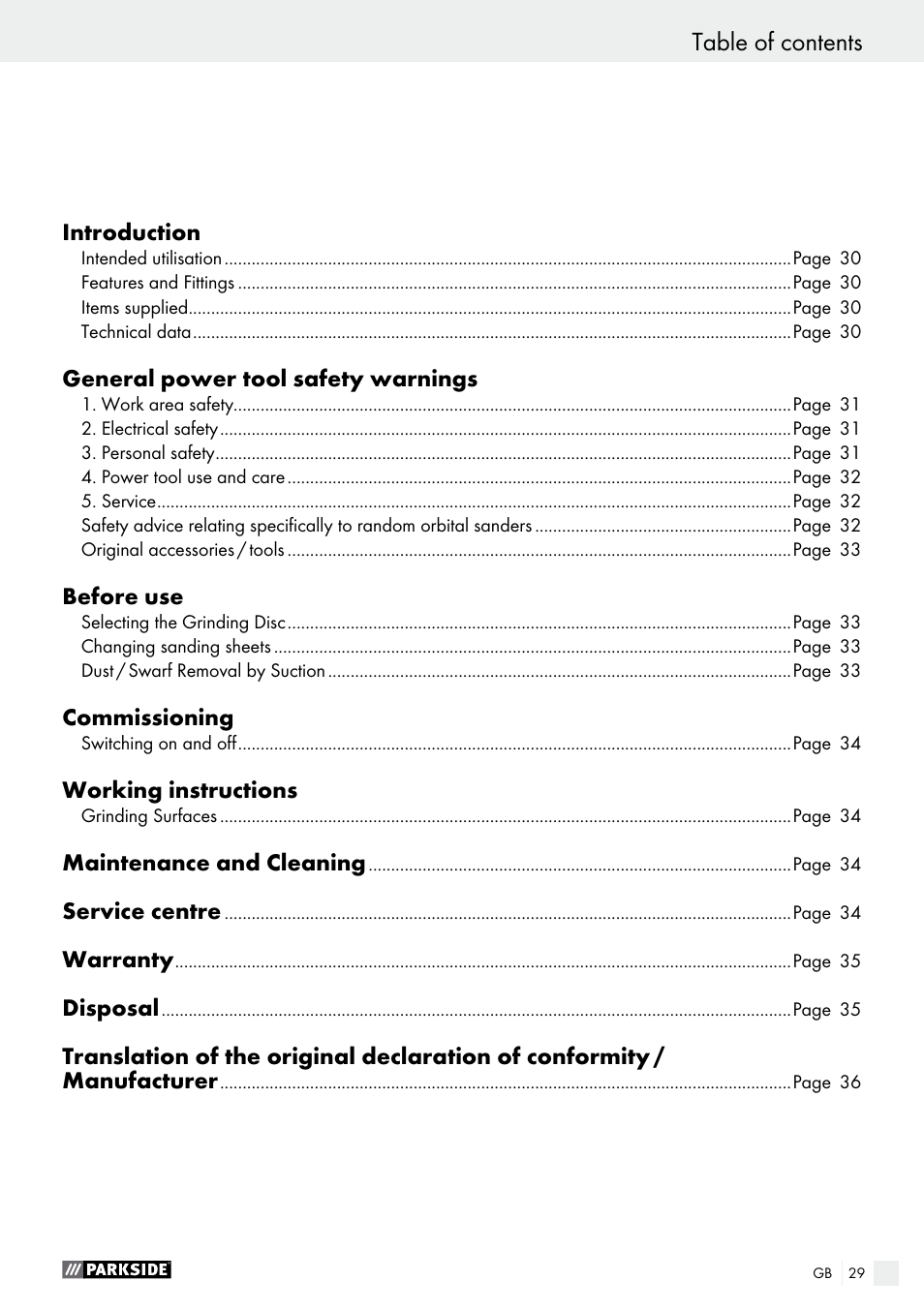 Parkside PEXS 270 A1 User Manual | Page 29 / 37