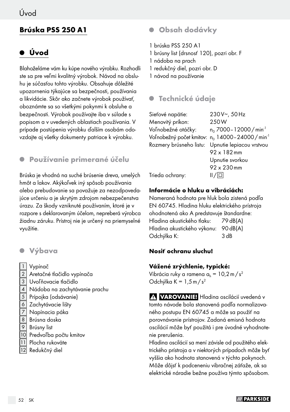 Parkside PSS 250 A1 User Manual | Page 52 / 68