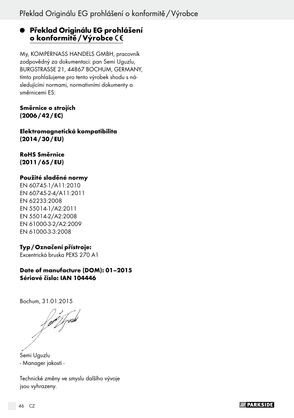 Parkside PEXS 270 A1 User Manual | Page 46 / 63