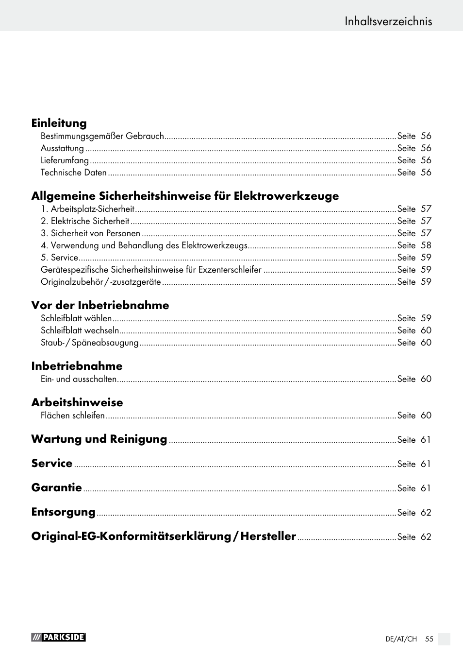 Parkside PEXS 270 A1 User Manual | Page 55 / 63