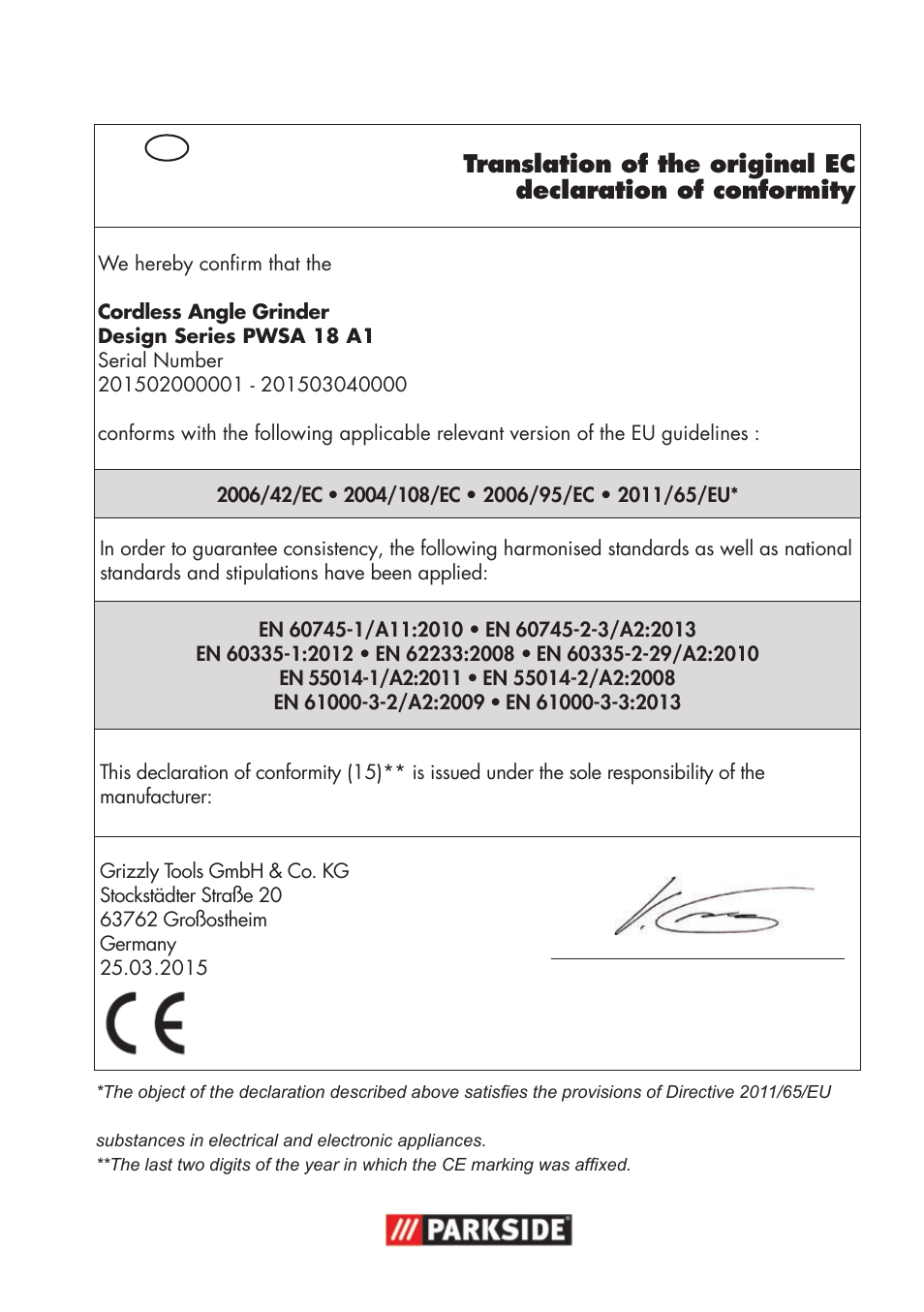 Parkside PWSA 18 A1 User Manual | Page 101 / 102