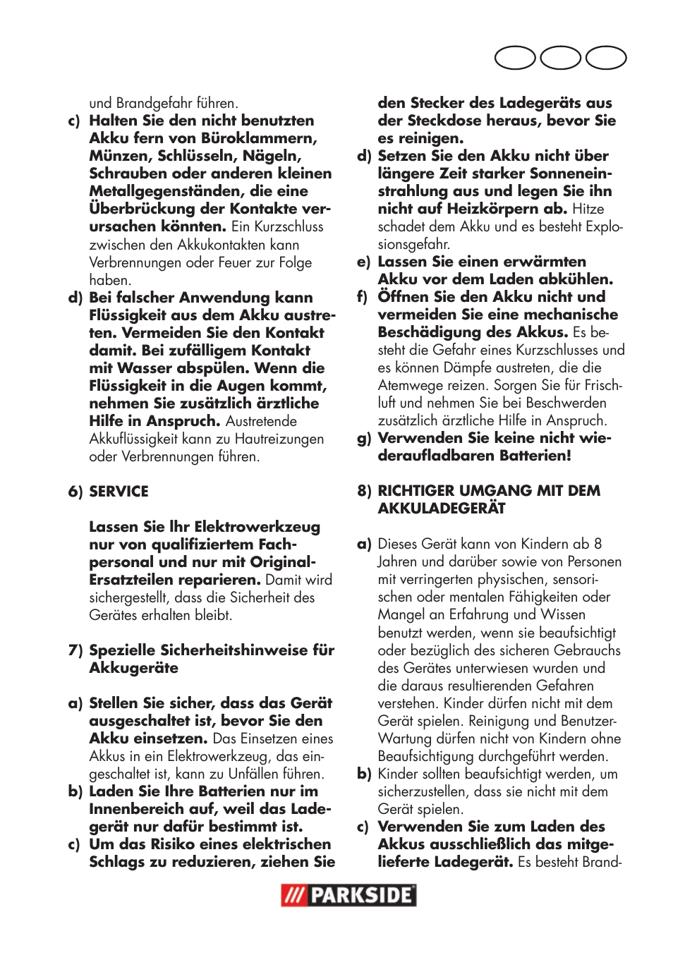 De at ch | Parkside PWSA 18 A1 User Manual | Page 11 / 102