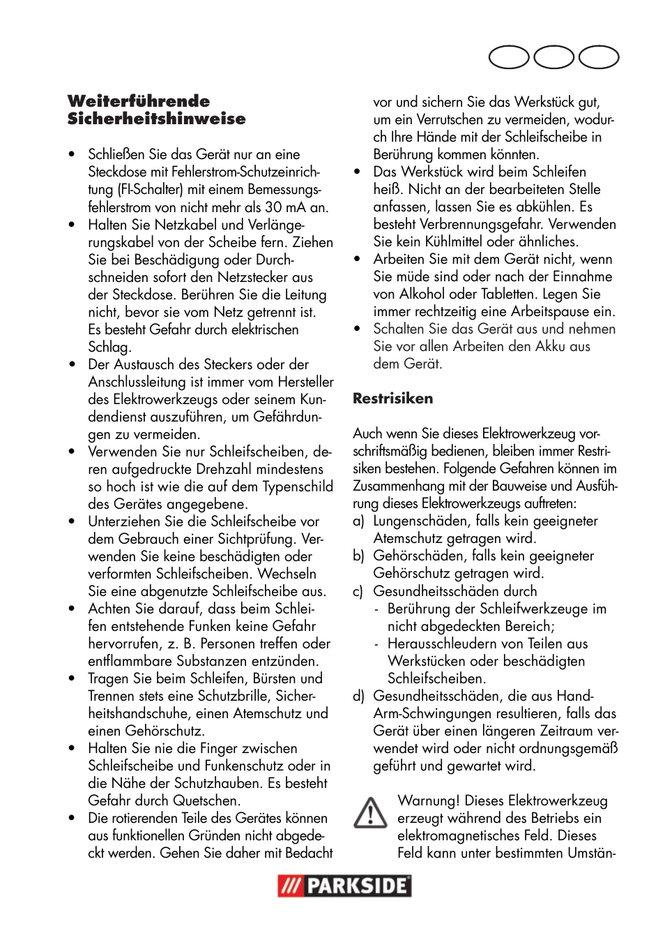 De at ch | Parkside PWSA 18 A1 User Manual | Page 15 / 102