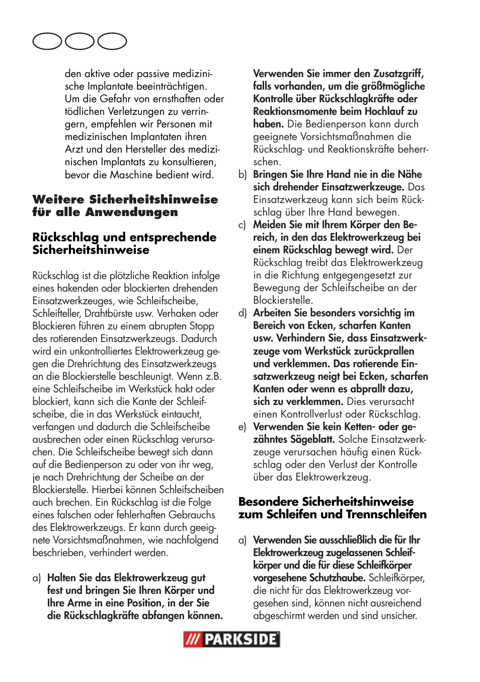 De at ch | Parkside PWSA 18 A1 User Manual | Page 16 / 102