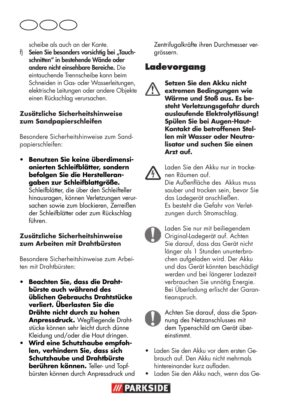 Ladevorgang, De at ch | Parkside PWSA 18 A1 User Manual | Page 18 / 102