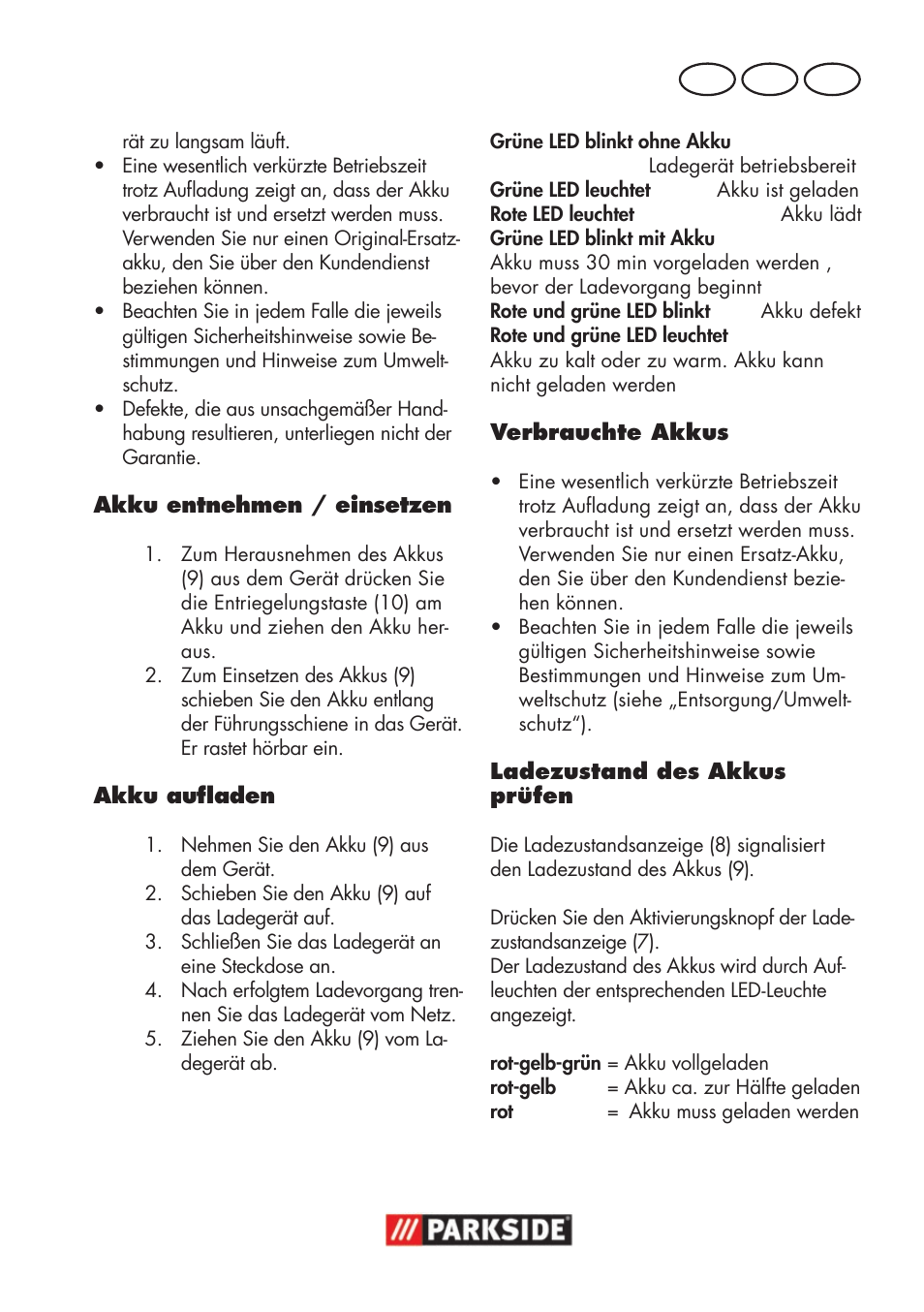 De at ch | Parkside PWSA 18 A1 User Manual | Page 19 / 102