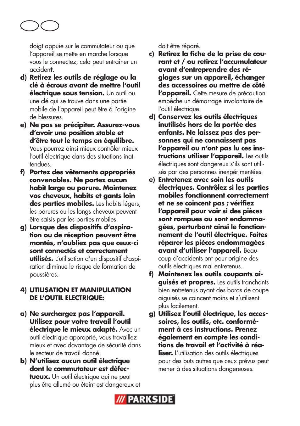 Fr ch | Parkside PWSA 18 A1 User Manual | Page 34 / 102