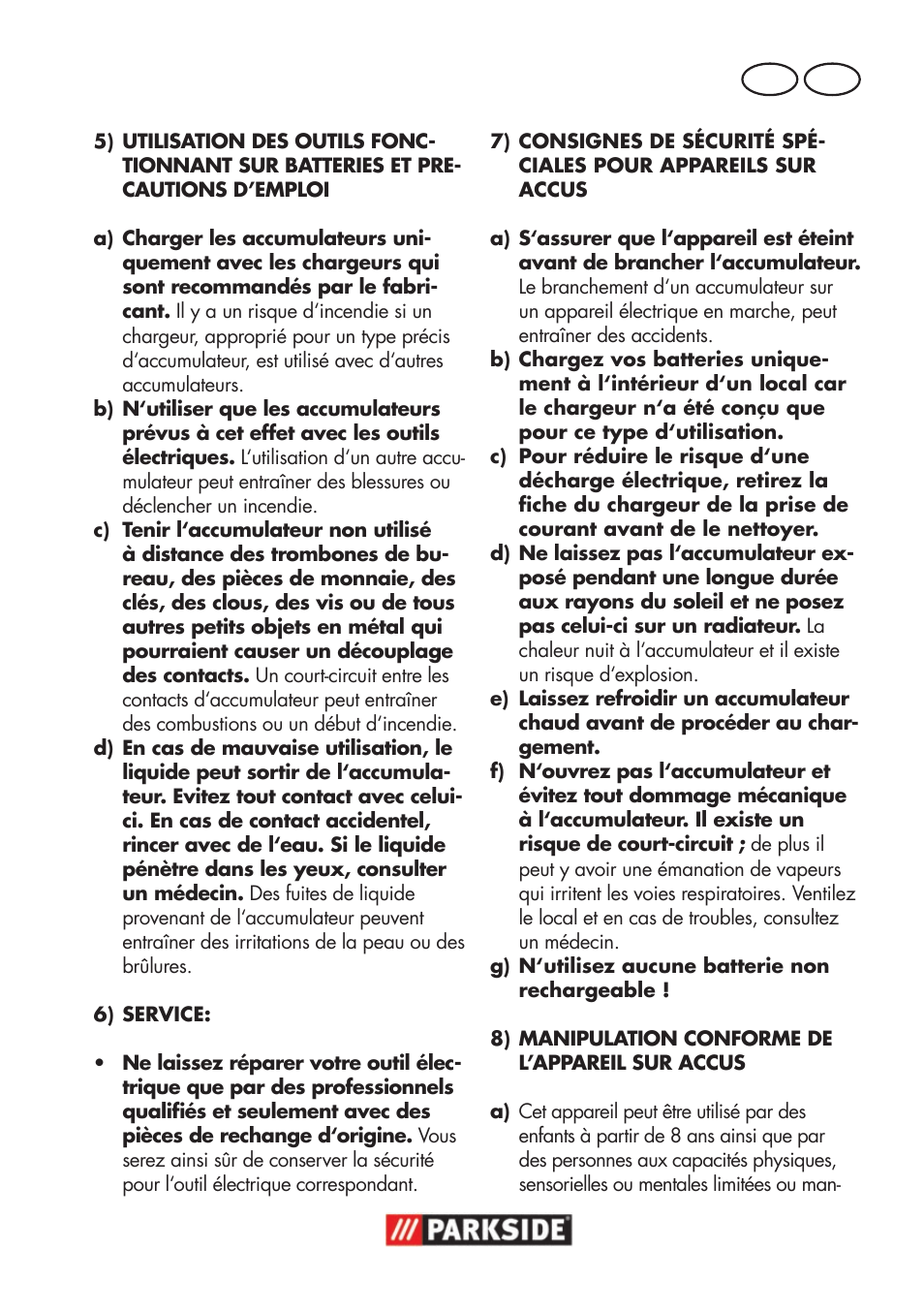 Fr ch | Parkside PWSA 18 A1 User Manual | Page 35 / 102